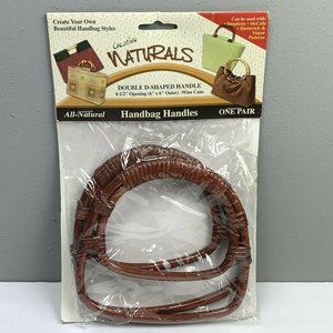 Rattan Purse Bag Handles D Shaped Pair Brown Handbag All Natural Creative Sewing